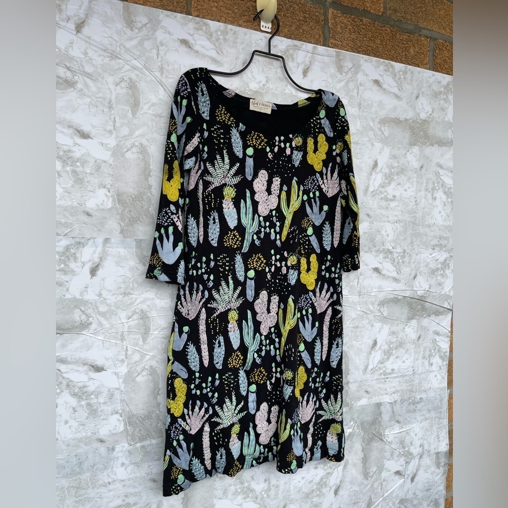 Thief And Bandit Floral Cactus Saguaro Hand Painted Tunic Dress Small — image 2 of 7
